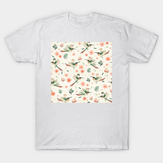 Hummingbird scouts (cream) T-Shirt by katherinequinnillustration